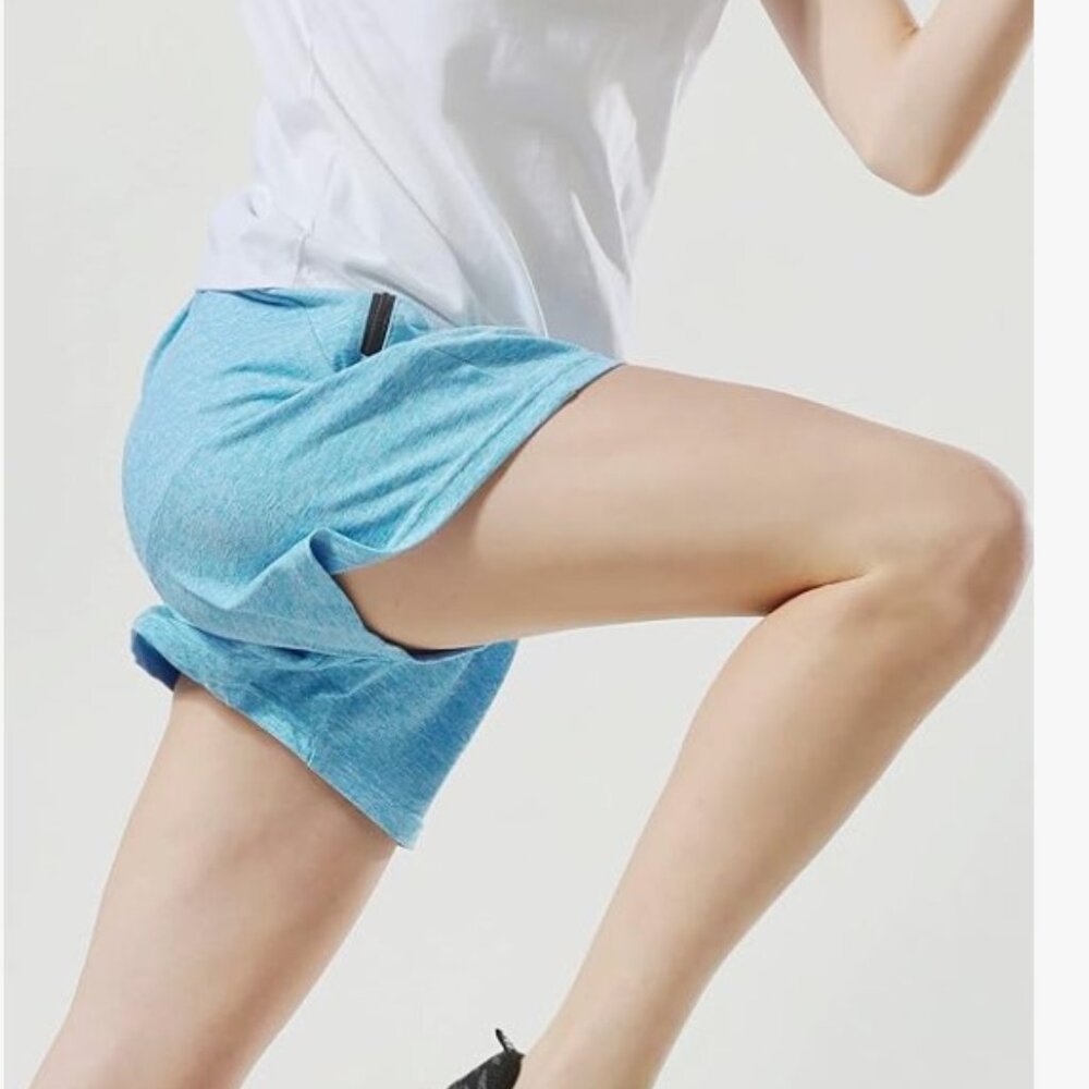 Women's Size XL Blue Moisture Wicking Shorts w/ Zipper Pockets - soft & comfy